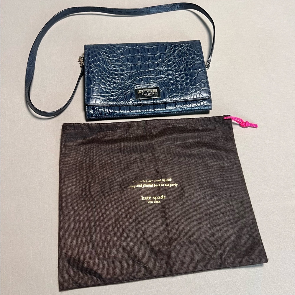 Kate Spade Fiona Croc Embossed Crossbody Bag - Picture 2 of 16